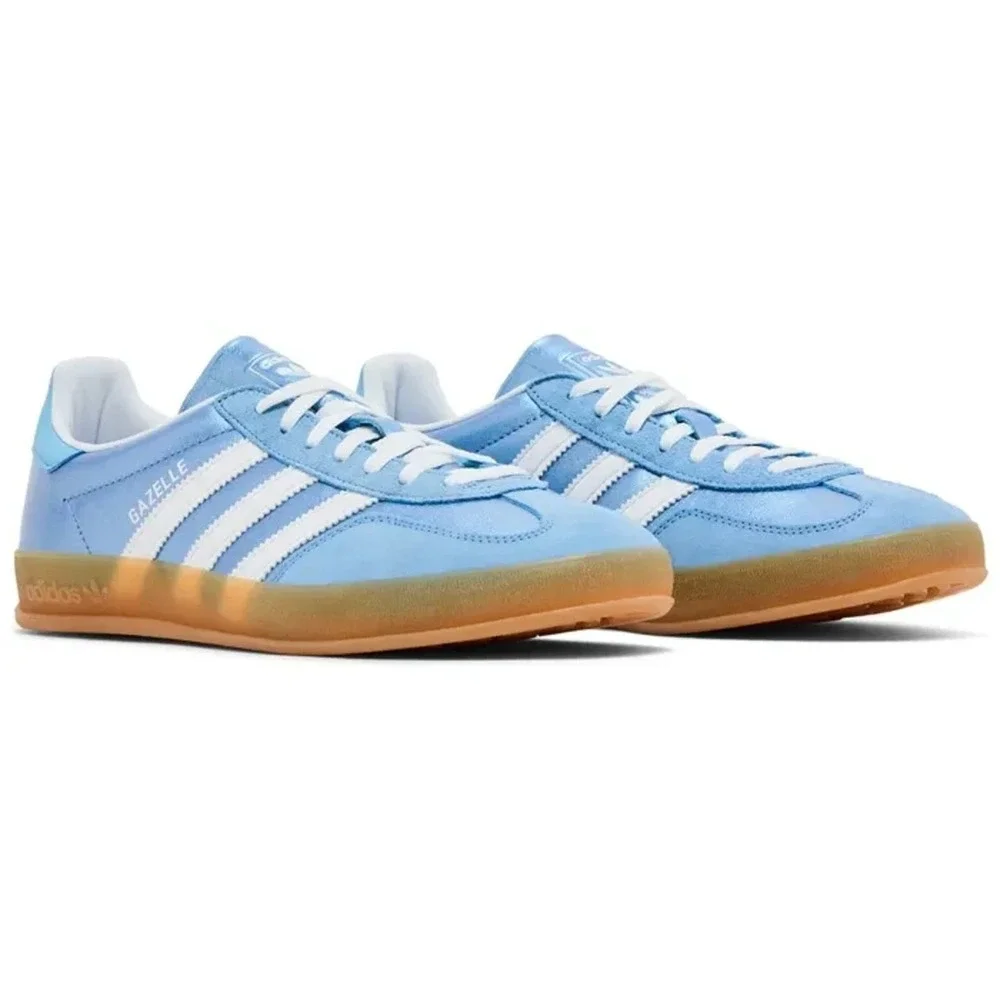 adidas Gazelle Indoor Womens Size 6.5‎ Shoes Blue Cloud White Gum JS1407 NEW
